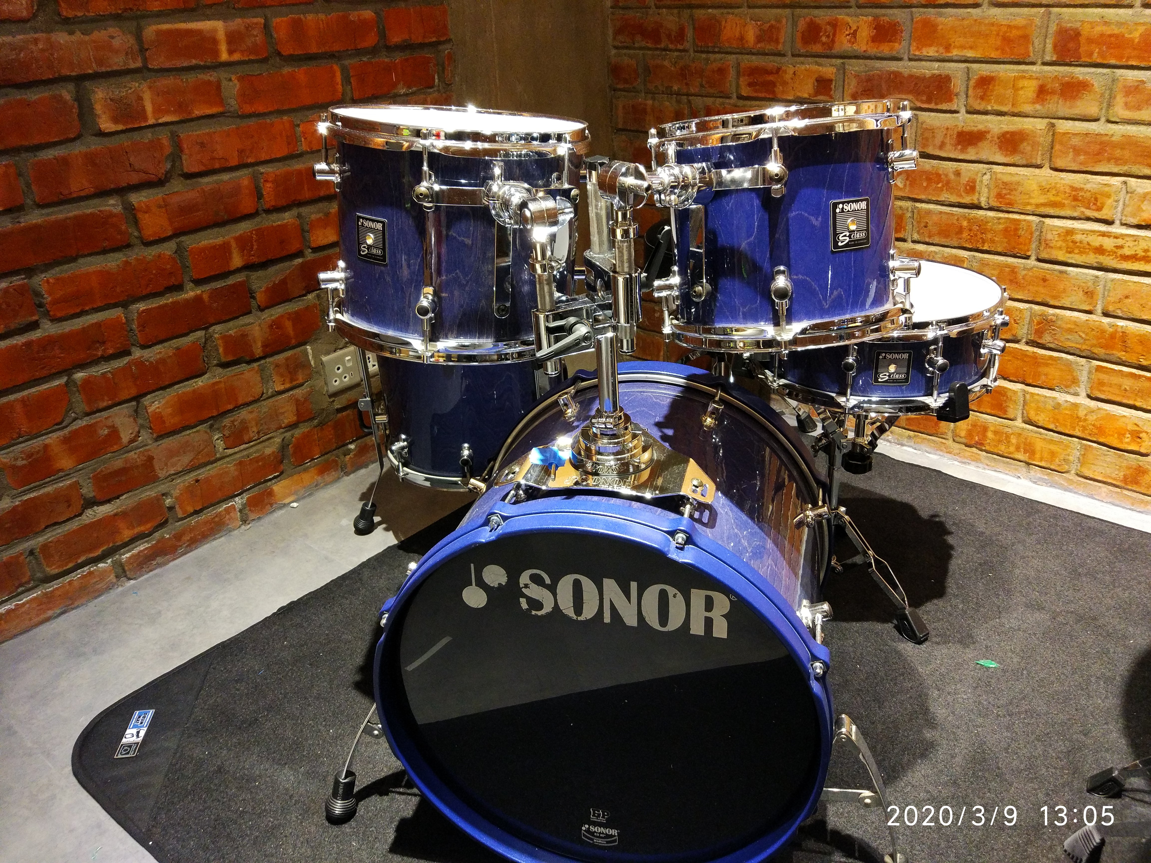 Sonor Drum Kit, Vintage 1980s, S Class Blue Series. Made in Germany. Mint  Condition