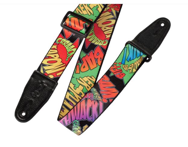 Levy's Graphic Wave Collection-Guitar Strap MPD2-036, 2" Straps, Poly with leather end. Made in Canada