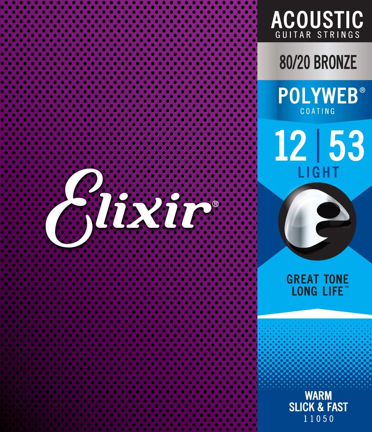 Elixir Acoustic Guitar Strings, Polyweb, 8020 Bronze, Light, 12-5312