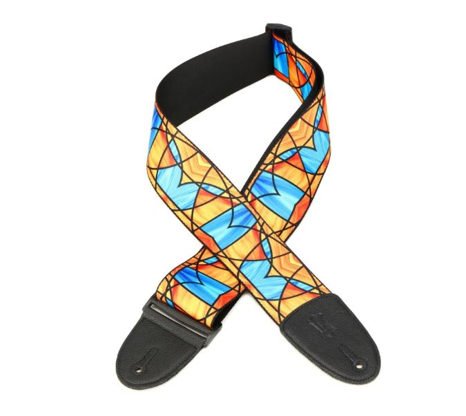 Levy's MP3SG-00 Stained Glass, 3 inch wide, Orange/Blue