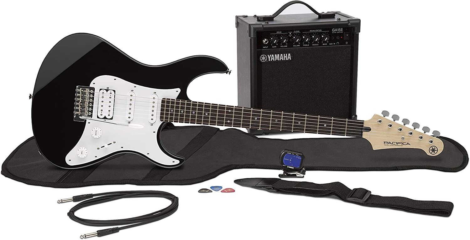 Yamaha EG112GPH, Black Pacifica Guitar. Bundle includes AMP, Guitar, Cable, Guitar Strap & Guitar Picks.