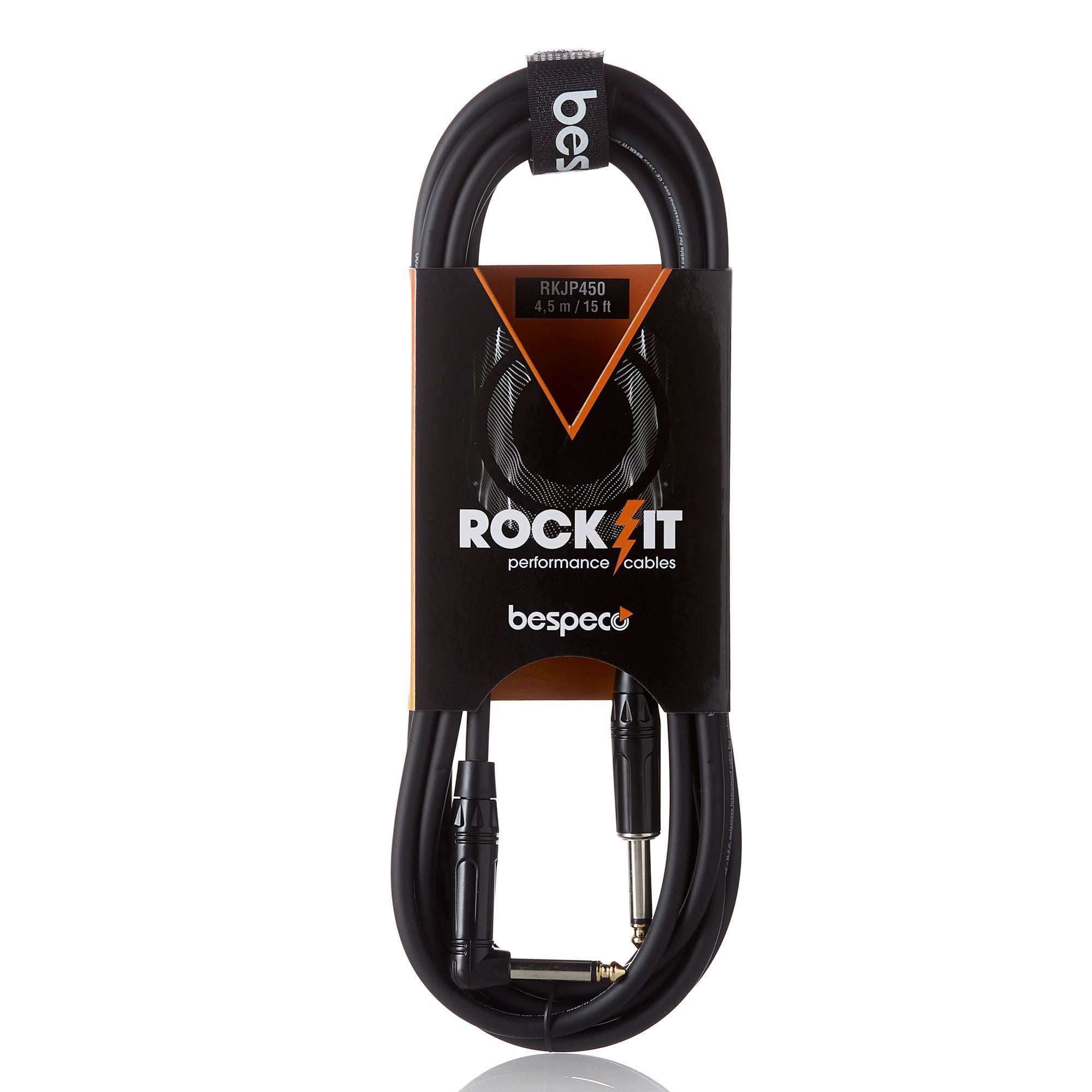 bespeco Rock-IT Series, RKJP600, Instrument Cable,2 Mono Jacks, Straight-Right Angle, 6m /19.68ft, Black