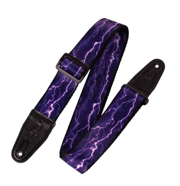 Levy's MP-18, Purple Lightning Guitar Strap, 2.0", adjust up to 65", Poly