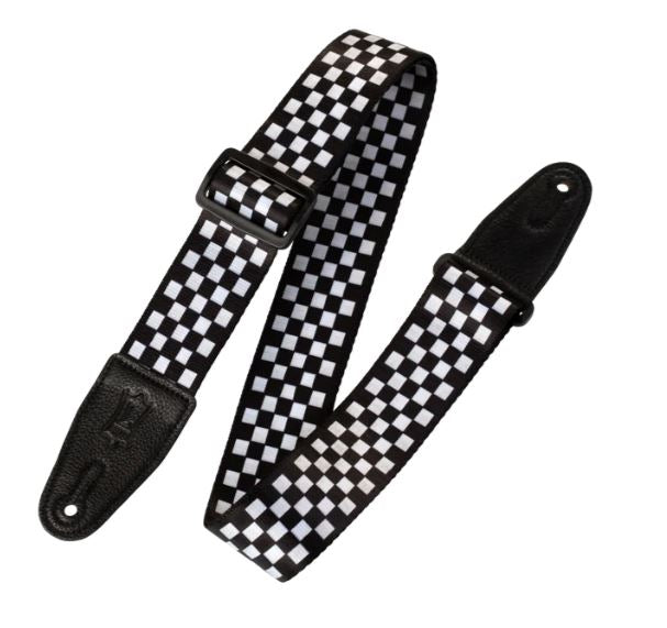 Levy's MP-28, Checker EU Police Guitar Strap, 2.0", Black/White, Poly