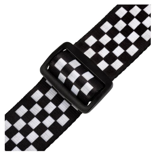 Levy's MP-28, Checker EU Police Guitar Strap, 2.0", Black/White, Poly