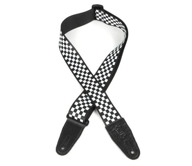 Levy's MP-28, Checker EU Police Guitar Strap, 2.0", Black/White, Poly