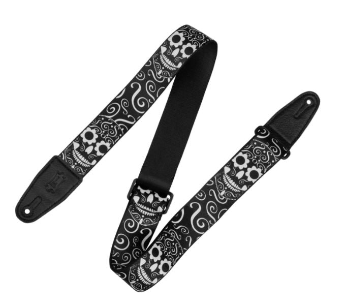 Levy's MP2CAL-003, Calica Serie, Guitar Strap, 2.0", Mexican Folk Art, Skull, Poly