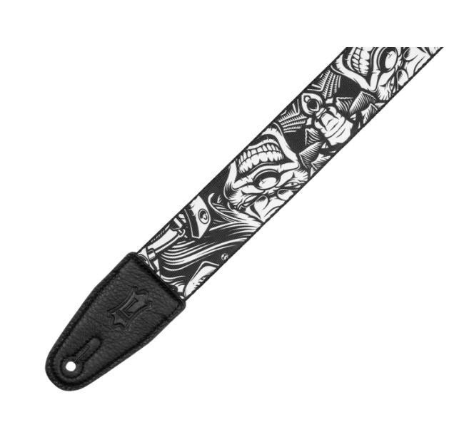 Levy's MP2TAT-001,Tattoo Guitar Strap, 2.0", Black & White Joker, Poly