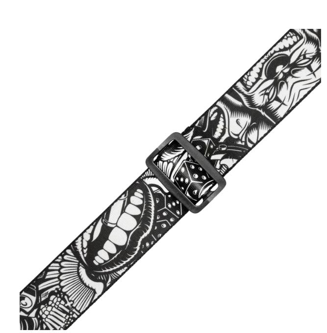 Levy's MP2TAT-001,Tattoo Guitar Strap, 2.0", Black & White Joker, Poly