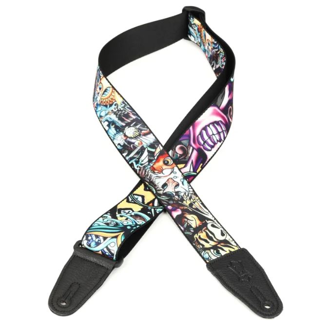 Levy's MP2TAT-003,Tattoo Guitar Strap, 2.0", New School, Poly