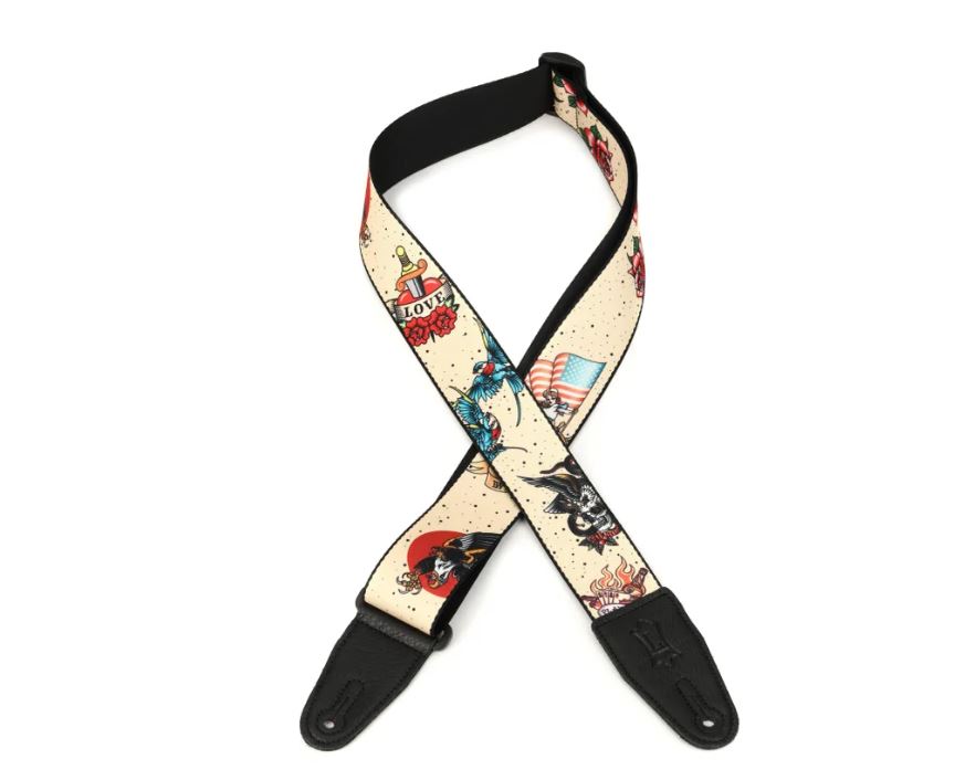 Levy's MP2TAT-005,Tattoo Guitar Strap, 2.0", Old School, POly