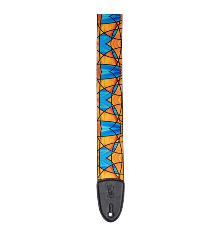 Levy's MP3SG-002. Blue/Ornge Stained Glass, Guitar Strap, 3.0", Polypropylene