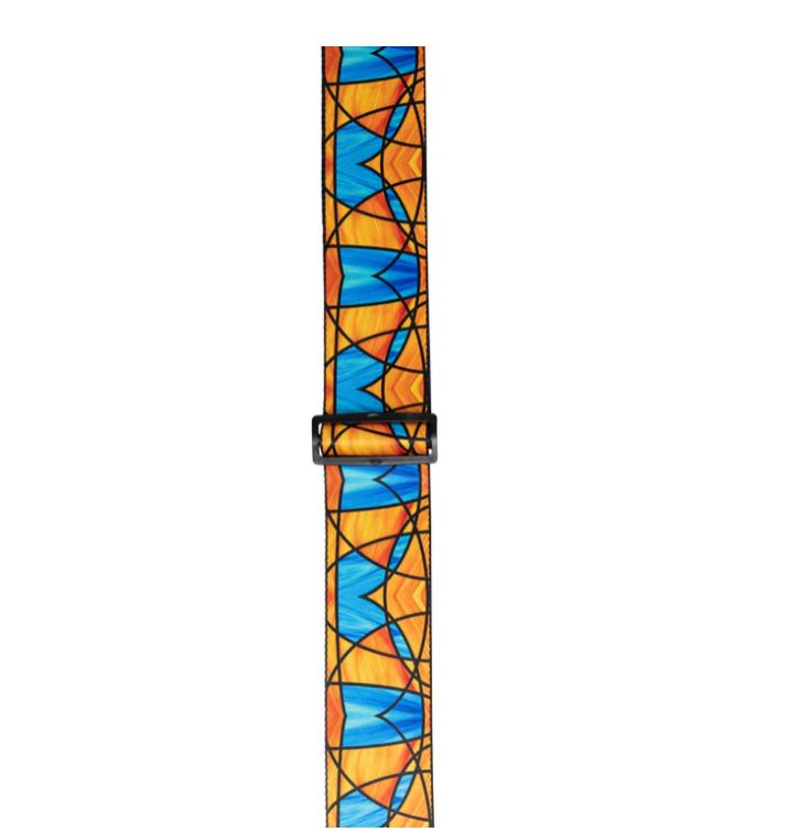 Levy's MP3SG-002. Blue/Ornge Stained Glass, Guitar Strap, 3.0", Polypropylene