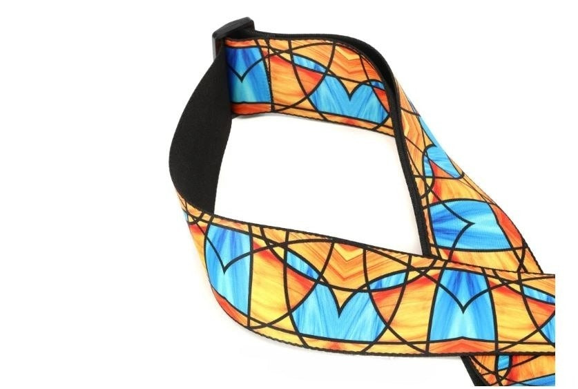 Levy's MP3SG-002. Blue/Ornge Stained Glass, Guitar Strap, 3.0", Polypropylene