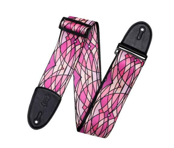 Levy's MP3SG-005. Pink Stained Glass, Guitar Strap, 3.0", Polypropylene