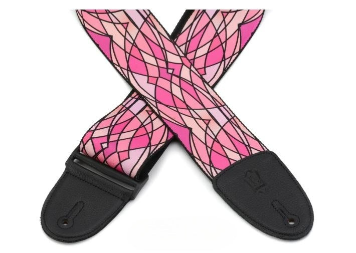 Levy's MP3SG-005. Pink Stained Glass, Guitar Strap, 3.0", Polypropylene