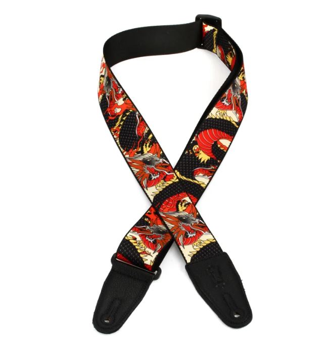 Levy's MP2D2-123, Red Dragon Japanese Art Guitar Strap, 2.0", Poly