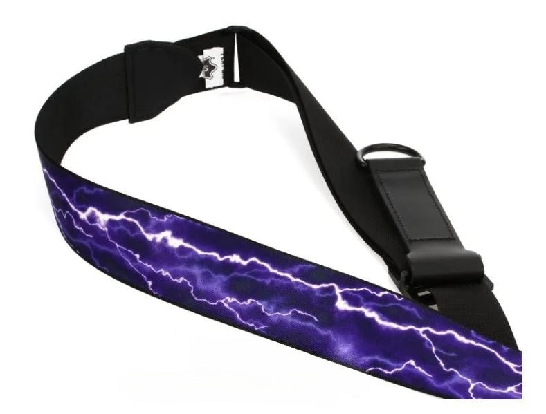 Levy's MPRH-18, Right Height Guitar Strap, 2.0", Purple Lightning, Poly