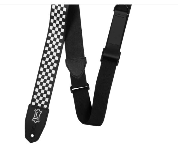 Levy's MPRH-28, Right Height Guitar Strap, 2.0", Checker Black/White, Poly