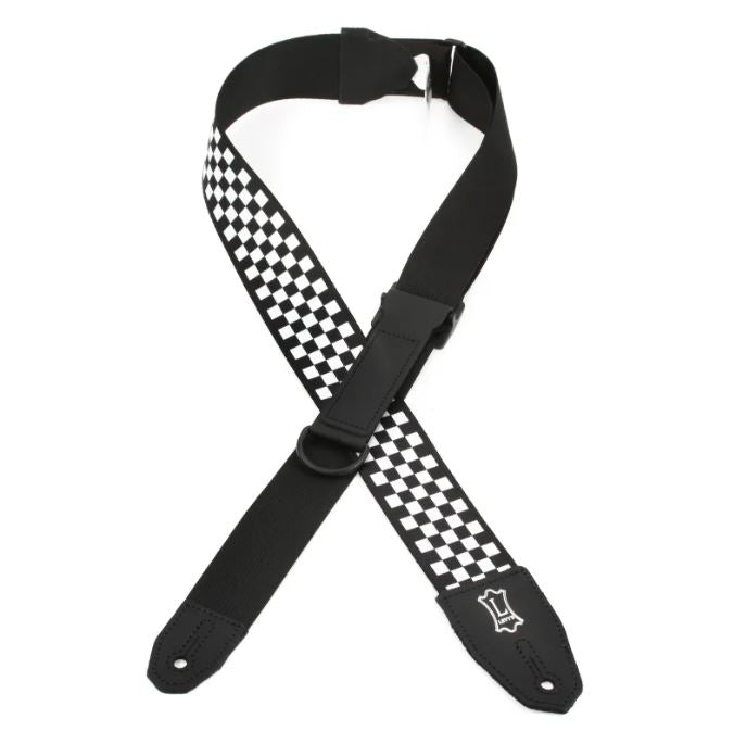 Levy's MPRH-28, Right Height Guitar Strap, 2.0", Checker Black/White, Poly