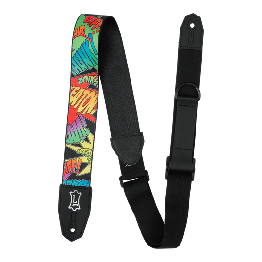 Levy's MPRH-36, Right Height Guitar Strap, 2.0", Comic Book Onomatopoeia, Poly