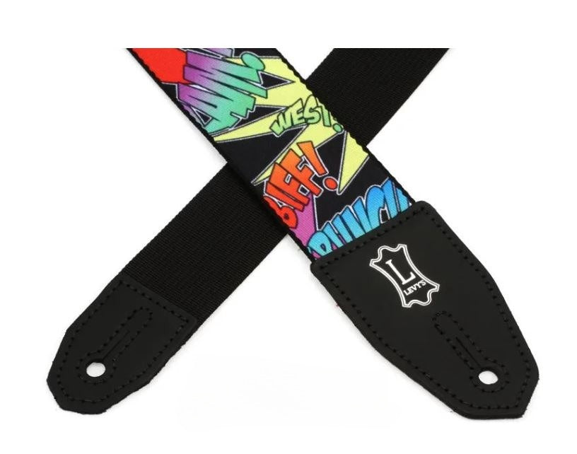 Levy's MPRH-36, Right Height Guitar Strap, 2.0", Comic Book Onomatopoeia, Poly