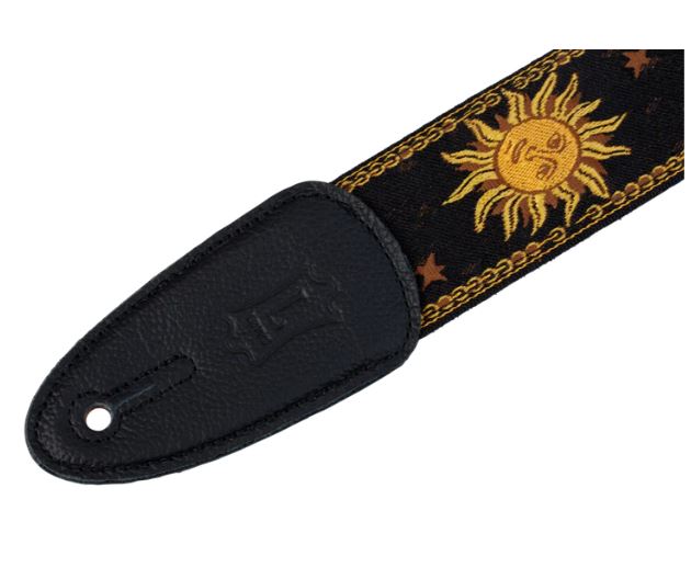 Levy's MPJG-SUN-BLK, Sun Motif Series Guitar Strap, 2.0", Black/Yellow Flower, Woven Material