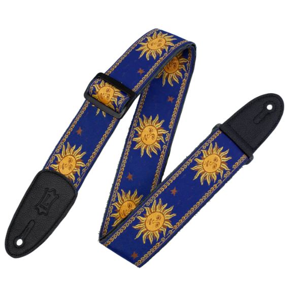 Levy's MPJG-SUN-BLU, Sun Motif Series Guitar Strap, 2.0", Blue/Yellow Flower, Woven Material