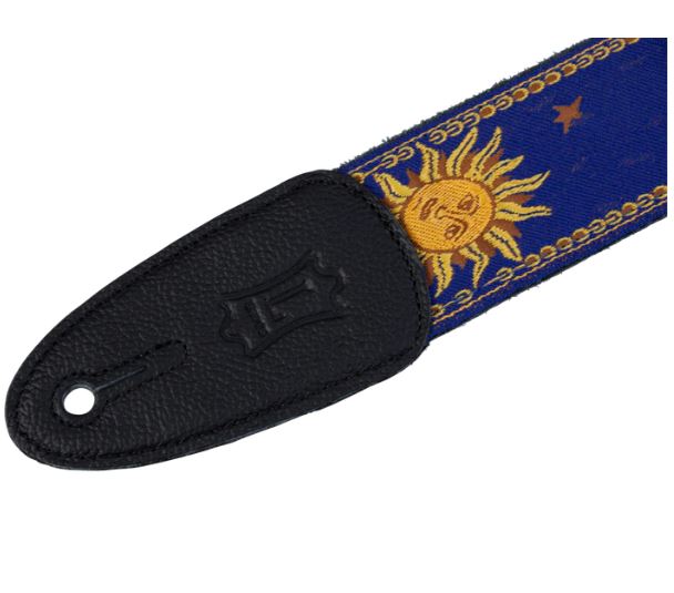 Levy's MPJG-SUN-BLU, Sun Motif Series Guitar Strap, 2.0", Blue/Yellow Flower, Woven Material