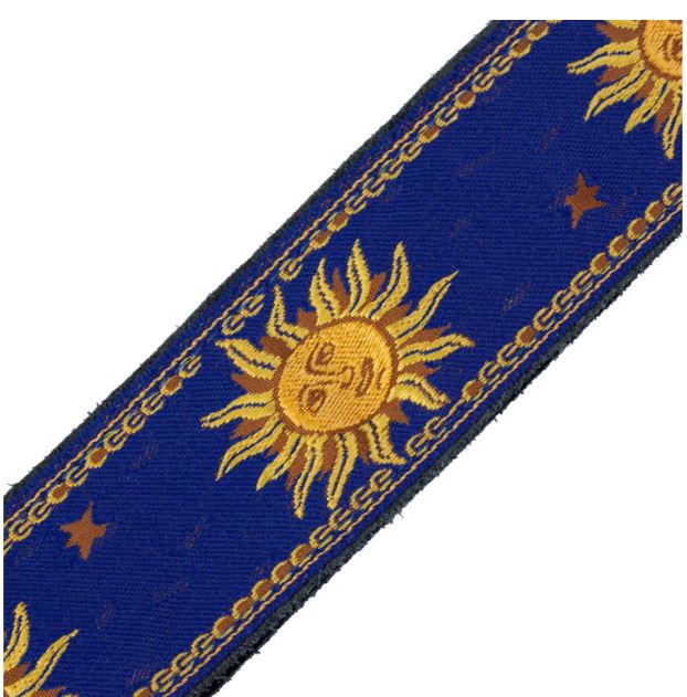 Levy's MPJG-SUN-BLU, Sun Motif Series Guitar Strap, 2.0", Blue/Yellow Flower, Woven Material