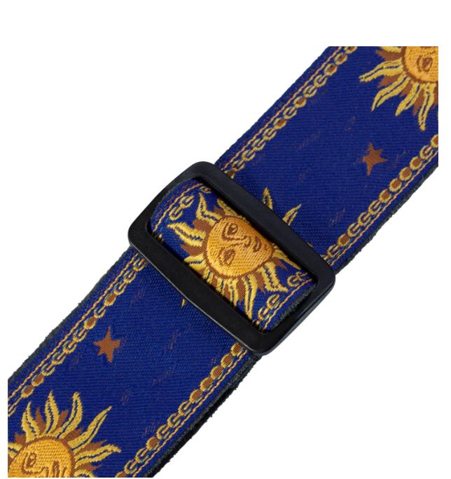 Levy's MPJG-SUN-BLU, Sun Motif Series Guitar Strap, 2.0", Blue/Yellow Flower, Woven Material