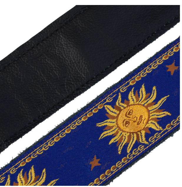 Levy's MPJG-SUN-BLU, Sun Motif Series Guitar Strap, 2.0", Blue/Yellow Flower, Woven Material