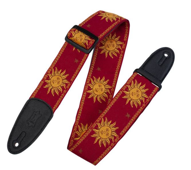 Levy's MPJG-SUN-RED, Sun Motif Series Guitar Strap, 2.0", Red/Yellow Flower, Woven Material