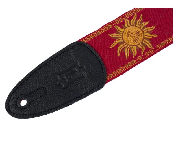 Levy's MPJG-SUN-RED, Sun Motif Series Guitar Strap, 2.0", Red/Yellow Flower, Woven Material