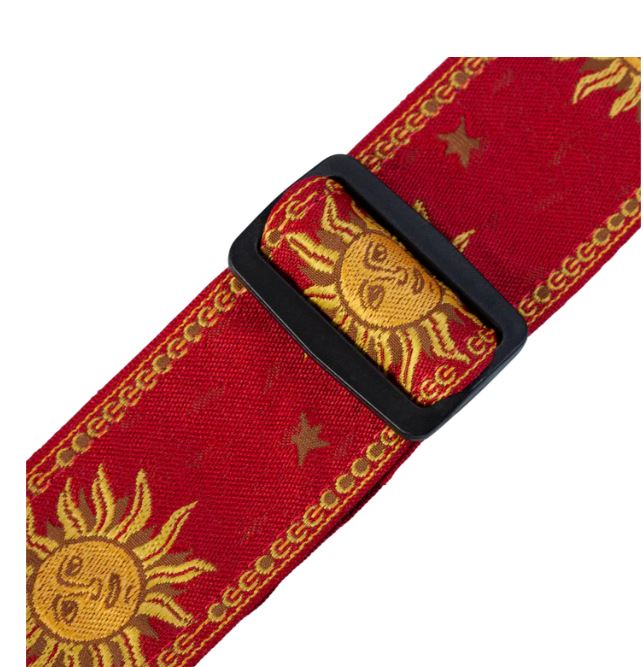 Levy's MPJG-SUN-RED, Sun Motif Series Guitar Strap, 2.0", Red/Yellow Flower, Woven Material