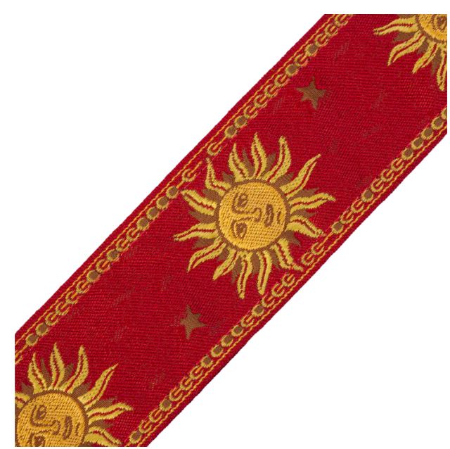 Levy's MPJG-SUN-RED, Sun Motif Series Guitar Strap, 2.0", Red/Yellow Flower, Woven Material