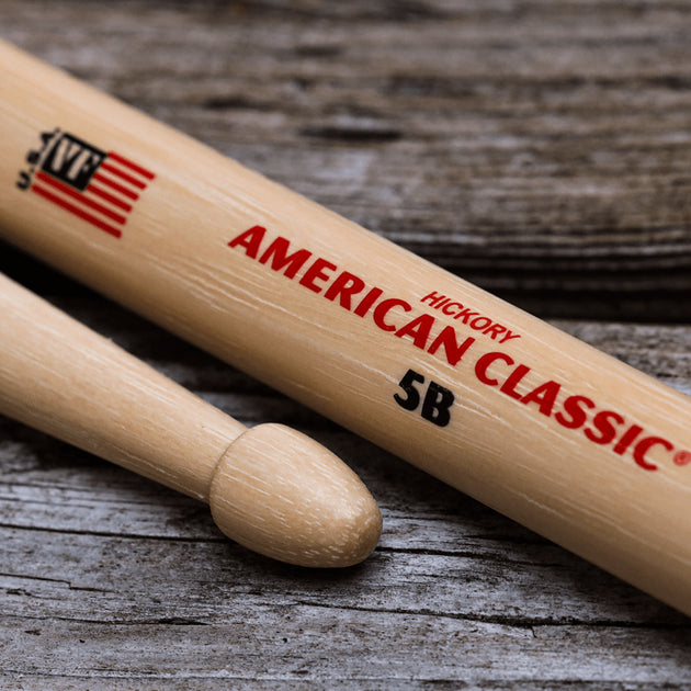 Vic Firth  American Classic® 5B Drum Sticks,  Hickory, Wood Tip